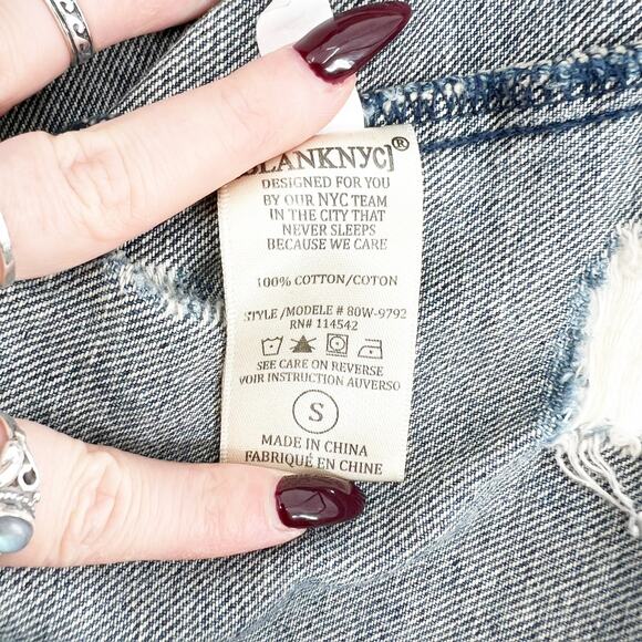 BlankNYC Blue Distressed Denim Jacket S - Picture 5 of 5